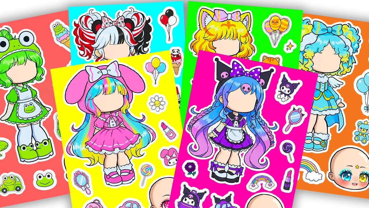 🌈Paper DIY🌈 Cute Sanrio X Gacha Sticker Book 