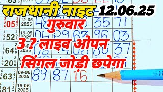 Rajdhani night today chart 12/06/2025 single open jodi panel table trick & formula