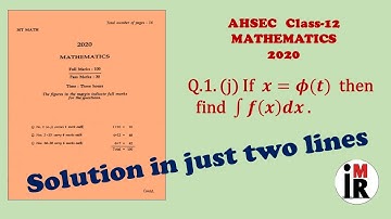 AHSEC | Mathematics | Class-12 | 2020 | Q.1(j) Solution || Solution in just two lines || By IMR