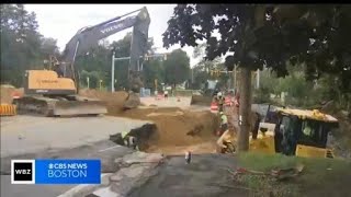 Crews work to fix washed out roads after catastrophic flooding in Leominster