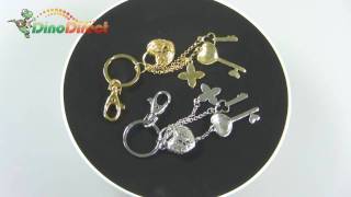 Heart & Flower Design Rhinestone Key Chain Keyring Pendant - dinodirect