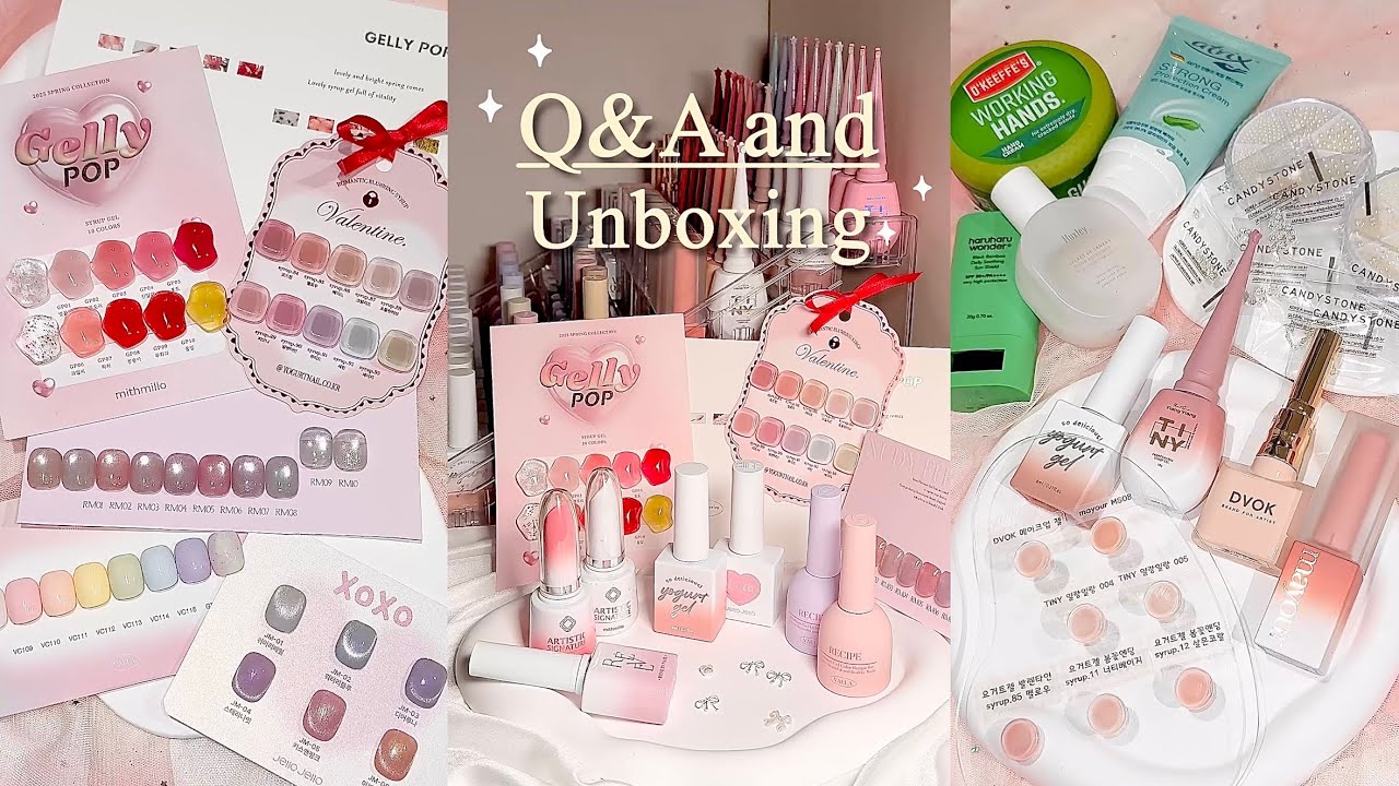 sub) Q&A по теме «Распаковка корейских материалов для ногтей»!🇰🇷📦✂️/ Мой уход за руками!👀💗/ ASMR