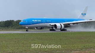 KLM Royal Dutch Airlines | B777-206ER | WET RUNWAY | Arrival at Johan Adolf Pengel Int’l Airport