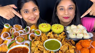Eating?Bread?Pakora,Potli Samosa,Laddu,Sweets,Rasmalai Challenge|Big Bites|Eating Challenge|Asmr