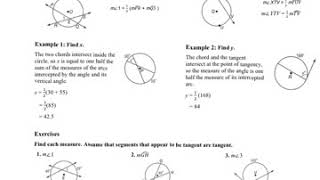 10-6 Secants, Tangents, and Angle Measures - YouTube 10-6 Secants, Tangents, and Angle Measures - YouTube