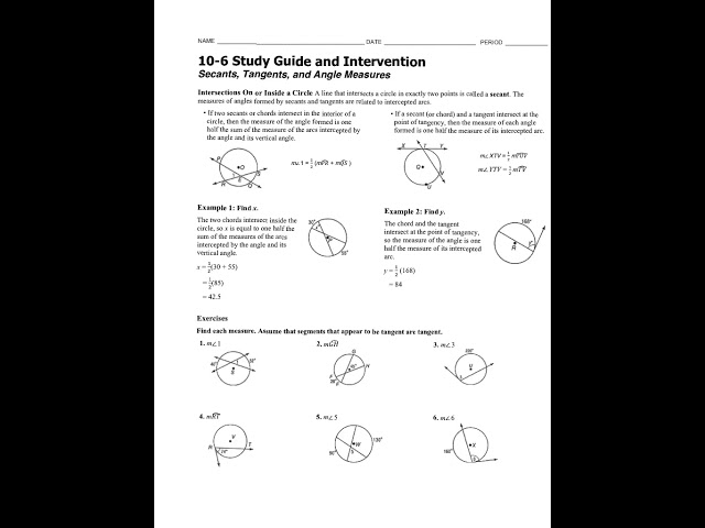 10-6 Secants, Tangents, and Angle Measures - YouTube 10-6 Secants, Tangents, and Angle Measures - YouTube