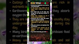Earthworms are segmented worms that live in soil and leaf litter. #facts #didyouknow #knowledge