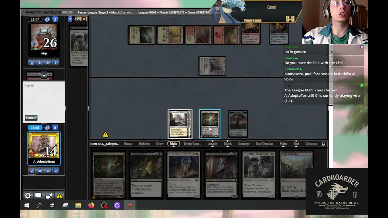 [ITA] Pauper Midrange Pest (Inspiring Overseer) 12/05/2022 YouTube