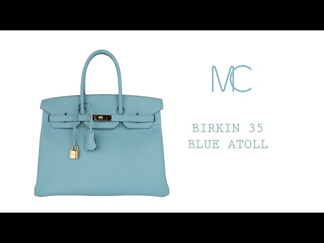 Hermes Birkin 35 Bag Blue Atoll Gold Hardware Epsom Leather • MIGHTYCHIC •  
