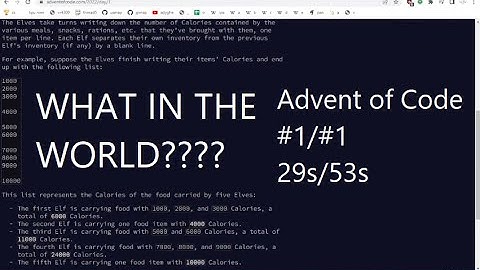 FIRST PLACE Advent of Code 2022 Day 1 (#1/#1, 29s/53s)