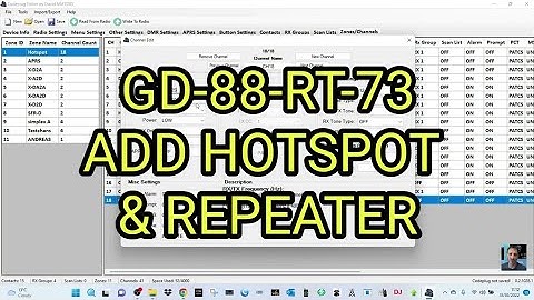 GD-88- RT73  Easy, Code Plug Editor MM7DBT Add Channels/Repeater Hotspot etc