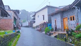 Very heavy rain in a beautiful Indonesian village || Rain sounds for sleep