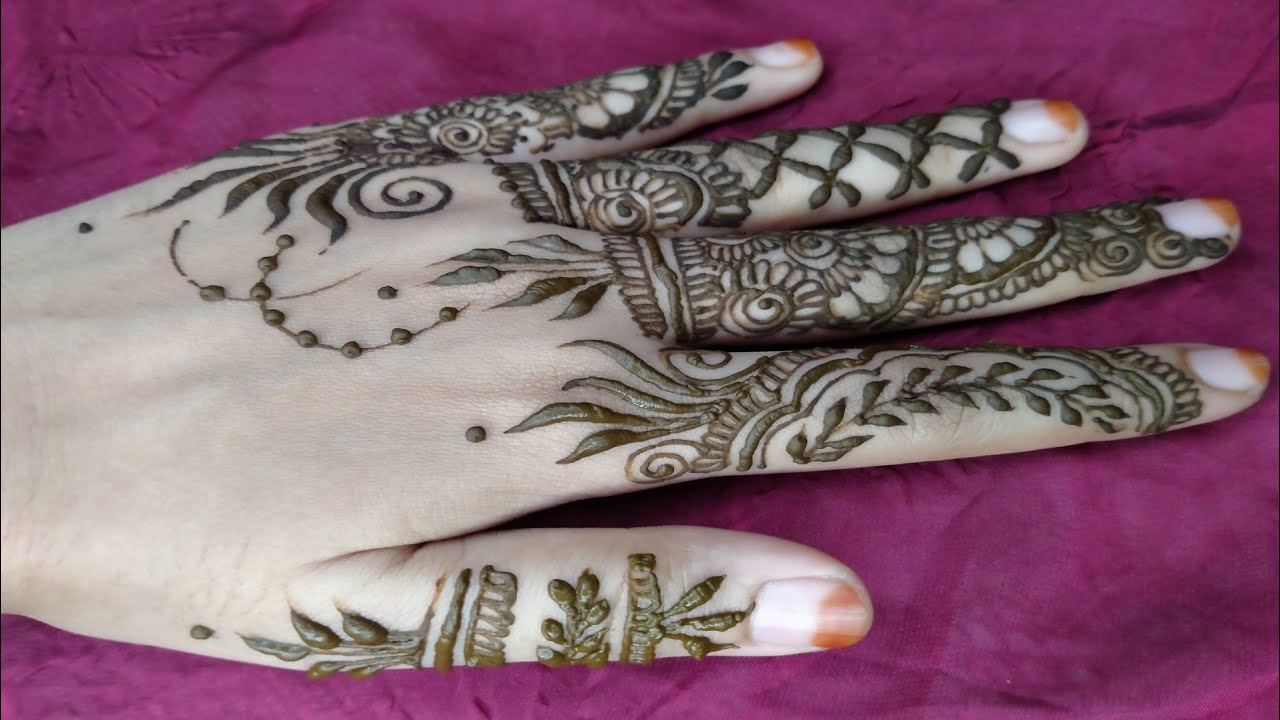 Finger design for back hand| Mehedi design | Simple and easy finger ...