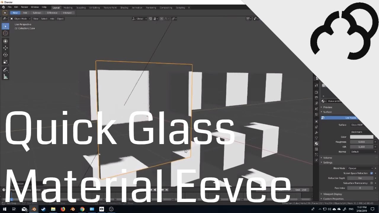 Blender 2.8 Create Glass in Eevee - YouTube