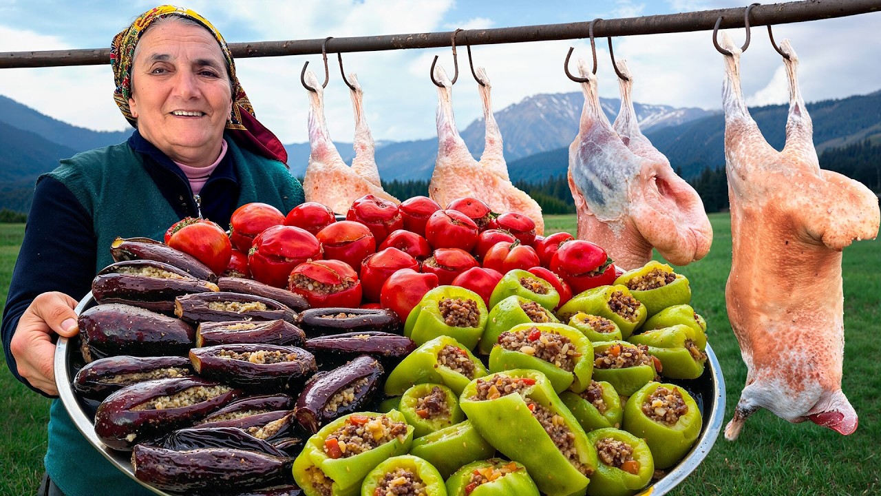 Juicy Whole Lamb Roast with Savory Stuffed Veggies