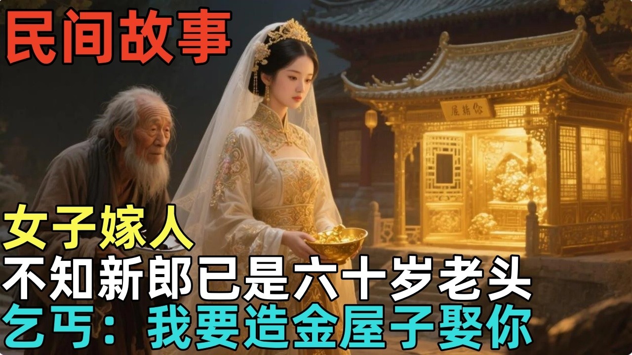 民间故事：女子嫁人，不知新郎已是六十岁老头，乞丐：我要造金屋子娶你 #民间故事，#民间故事合集，#故事传说，#明朝奇案，#古代奇案，#民間故事，#民間故事合集，#故事傳說，#明朝奇案，#古代奇案
