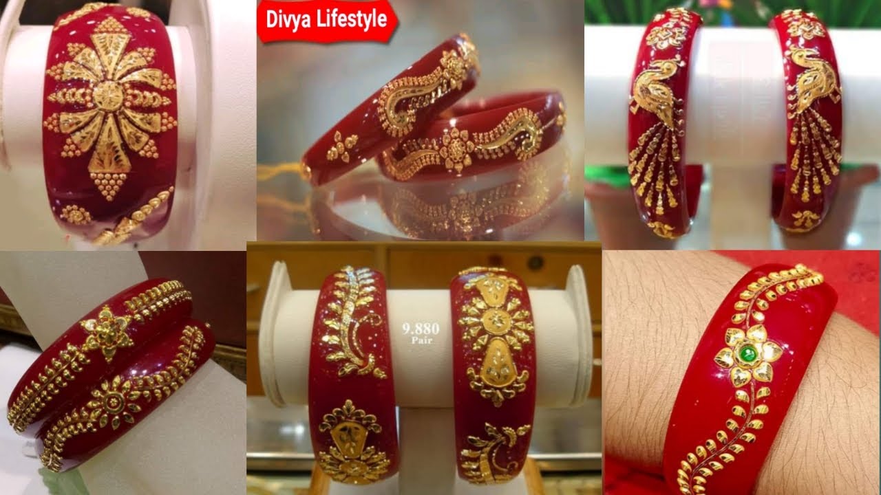 Red and Gold Brass high gold Bengali Pola Bangles – ShopBollyWear.Com