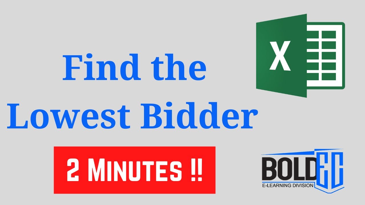 How to find the lowest bidder in Excel in 2 Minutes!!