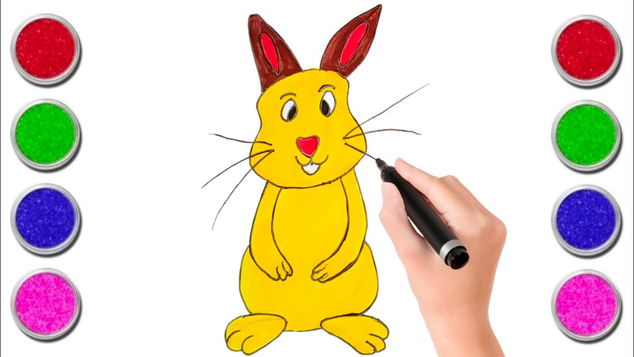 Yellow Rabbit 🐰 Easy Drawing, Panting & Coloring for Kids and Toddler's ...