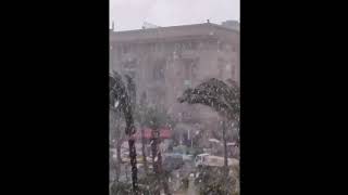 تساقط الثلوج بغزارة في اسكندرية كأنها قطعة من أوروبا