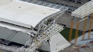 Crane collapse at Brazil stadium caught on video