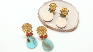 【貴和レシピ】スペインパーツのフラワードロップピアス
