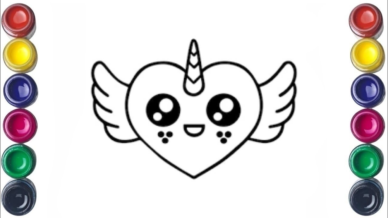 Нарисуйте и раскрасьте сердечко единорога 💗🦄🌈 Рисование для детей