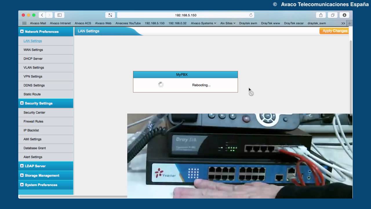 MyPBX Configuración inicial de red y actualización