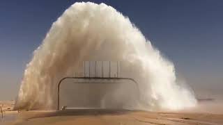 A burst water pipe in a desert