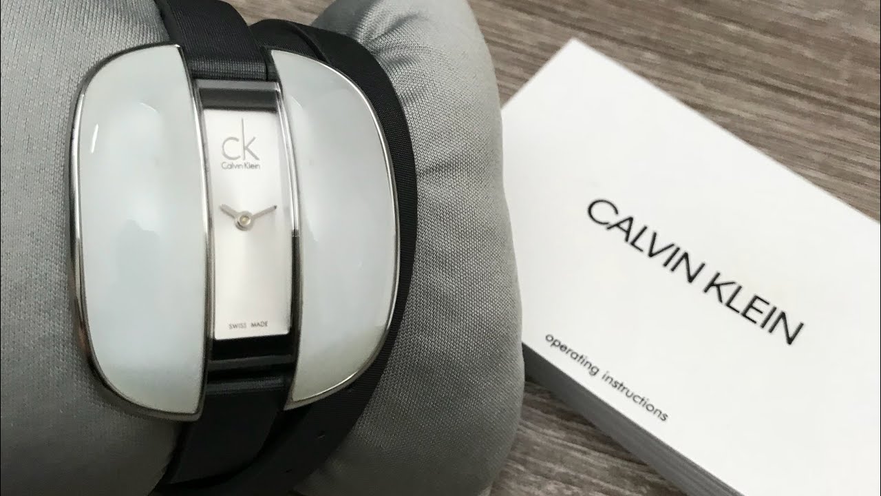 Calvin Klein Treasure Women 35mm Grey Wrap Strap Watch White Enamel New Battery Womens Watches, Calvin Klein, Swiss Made, Round Brushed  main image 3