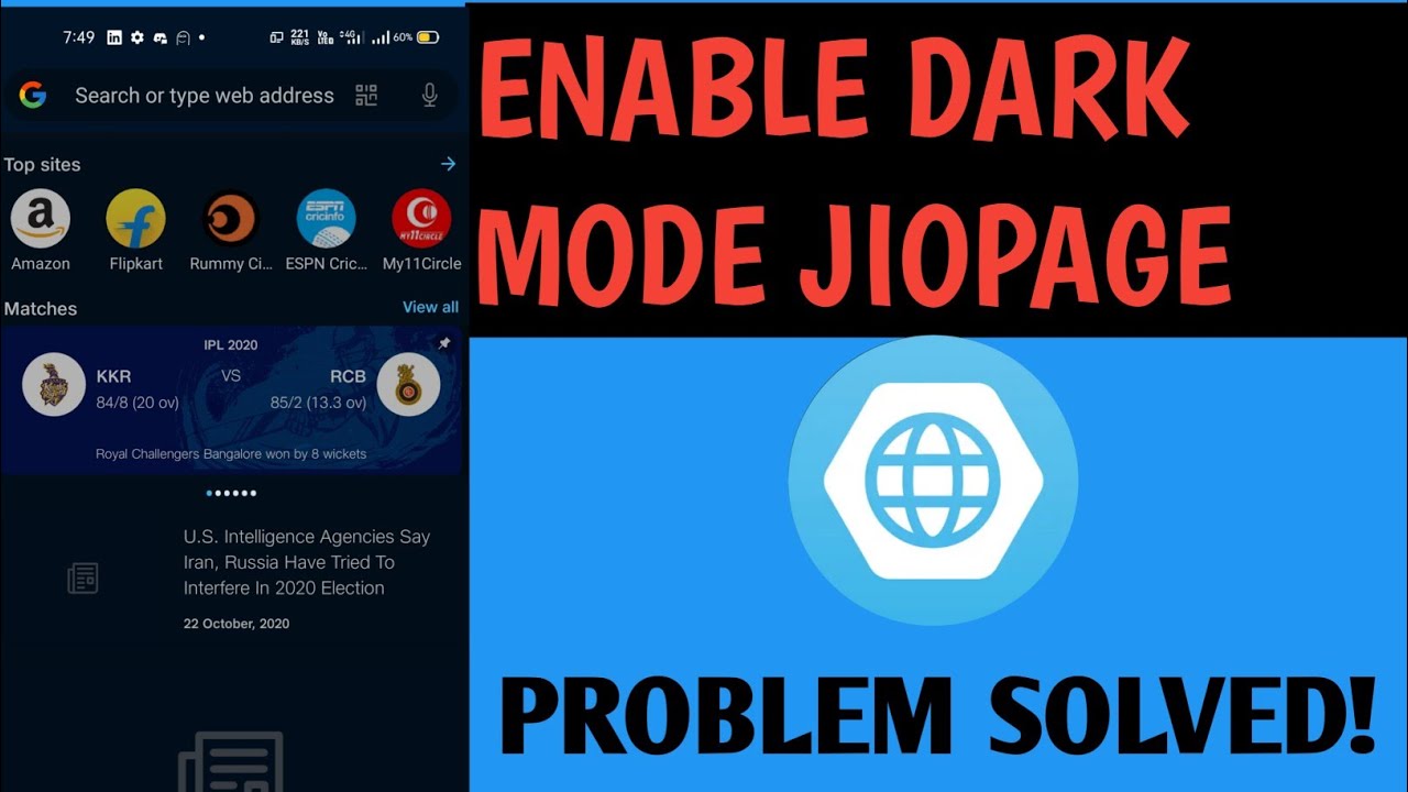 How To Enable Dark Mode On JIOPAGE 2021 - YouTube