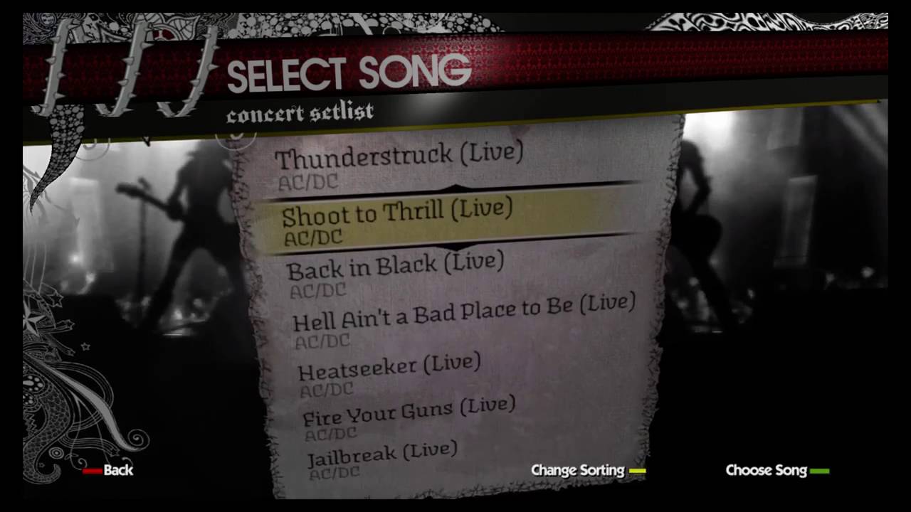 Rock Band Track List