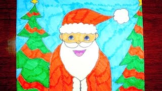 How To Draw Santa Claus | Kids Christmas Coloring Video