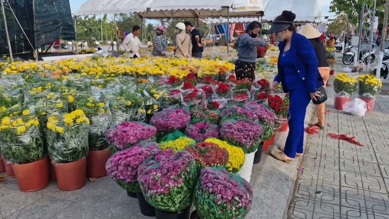 Chợ hoa Bình Đại chiều 28 tết 