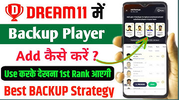 Dream11 me backup player kaise add kare | How To Use Backup Player In Dream11 | Dream11 Backup Add