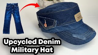 RECYCLED Denim Military Cap Made with Youth Jeans