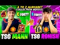 A to z collection versus  tsg ronish character vs tsg mann  alphabetically challenge  free fire