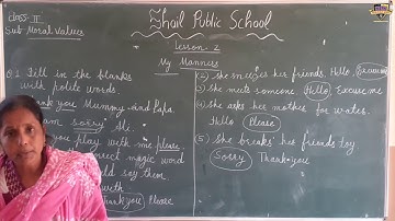 class 2nd  moral science lesson 2 my manners