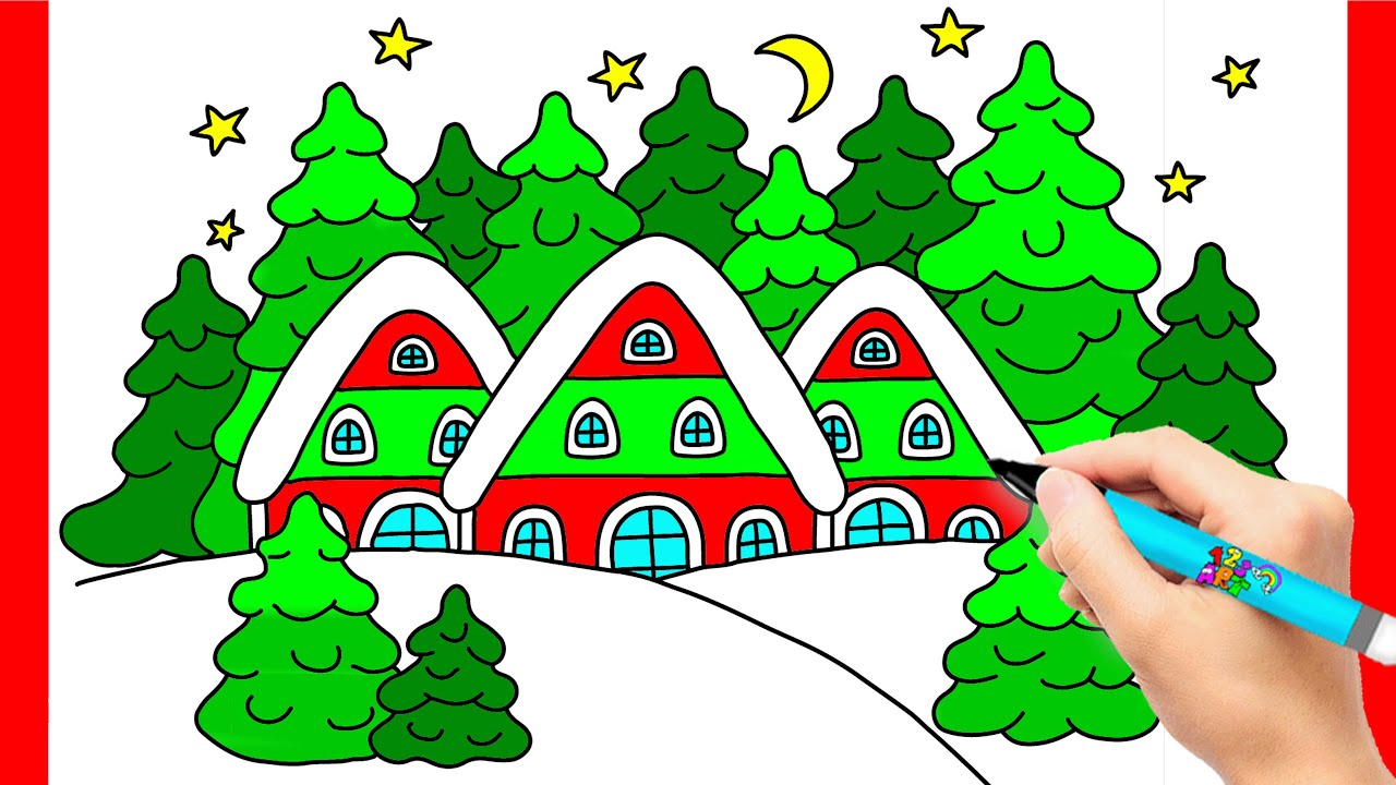 WEIHNACHTSHAUS ZEICHNEN 🎄 WIE MAN EIN WEIHNACHTSHAUS EINFACH ZEICHNET 🎅