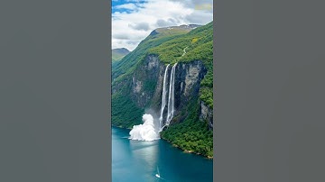 Disaster, The Waterfall Cliff On The Sea Side Collapsed#disaster#ai#shorts