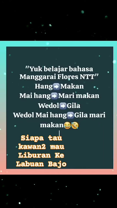 'Bahasa daerah Manggarai Flores NTT'