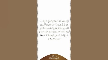 تلاوة في دقيقة سورة العلق الآيات من ٩ إلى ١٩ الشيخ عبدالله خياط
