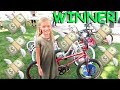 Kid Catches Money and WINS a BIKE!