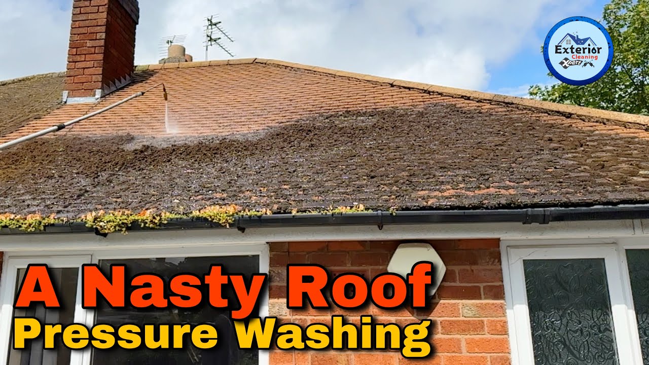 A Nasty Roof Cleaning in Leicester | Roof Pressure washing Satisfying | Exterior Cleaning Xpert