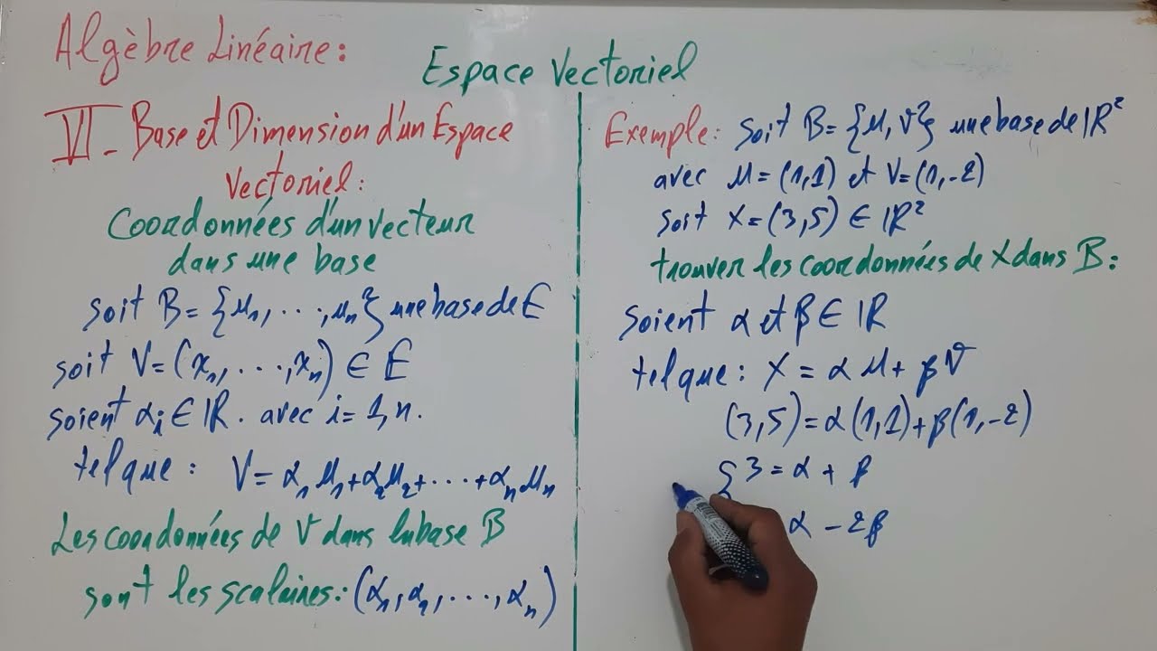 Algèbre Linéaire ~ Espaces Vectoriels : Coordonnees d'un vecteur dans une base