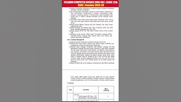 Syllabus | Computer Science Class 12th | CBSE 2025-26 🔥 #shorts #ytshorts💻