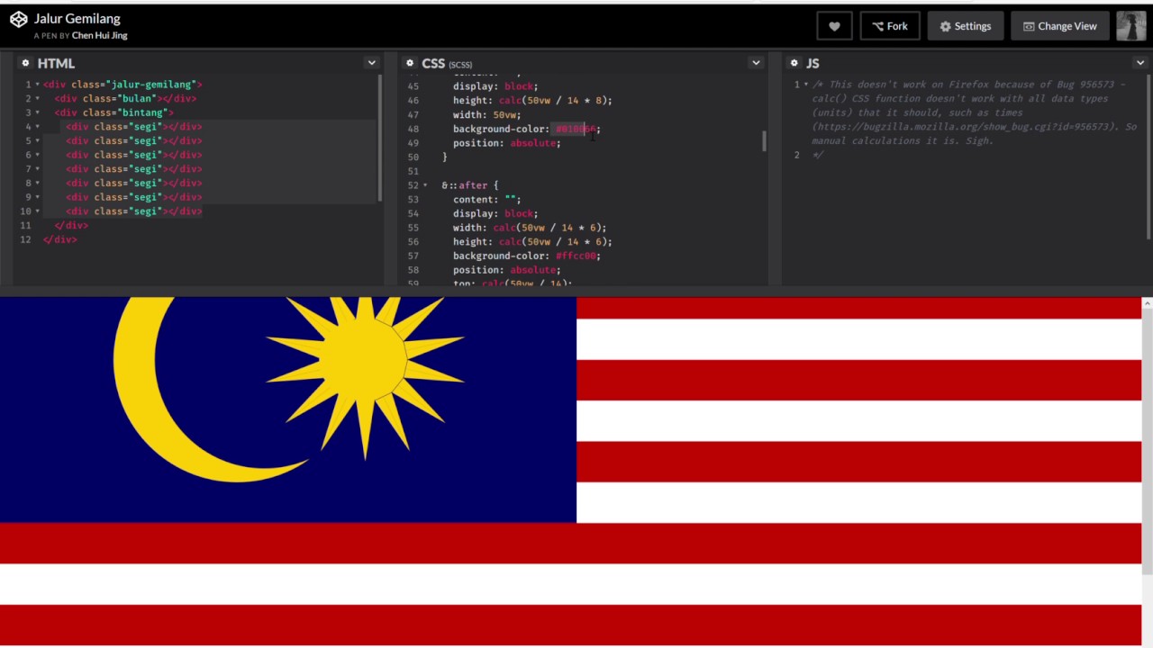 Flag Of Malaysia Pure CSS 1 Div YouTube