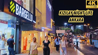 Kizilay Nightlife 2023 Ankara City Walking Tour|4k 60fps
