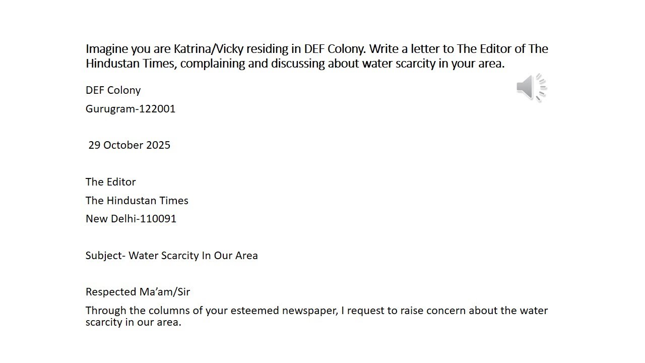 Write a Letter to the Editor for water scarcity in your area/locality ...