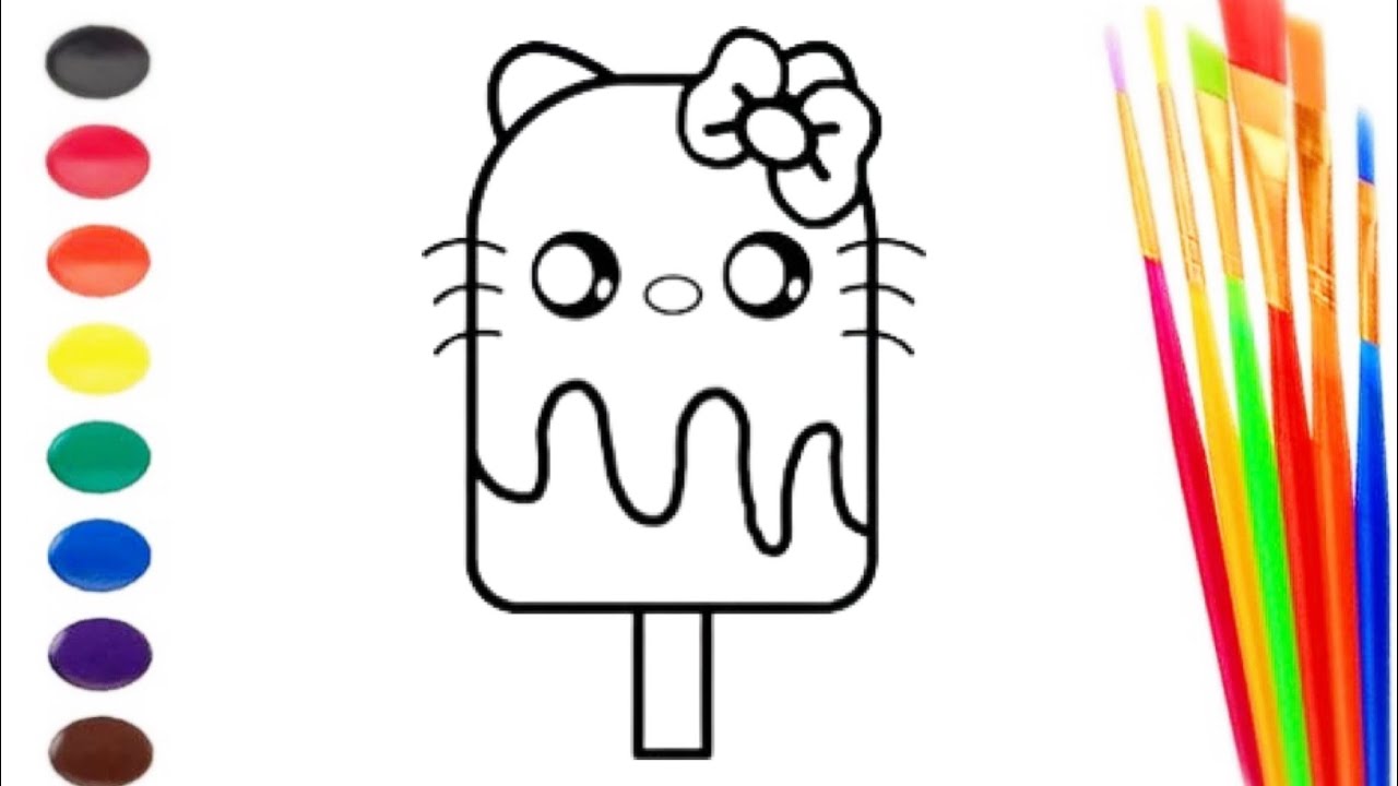 How to draw cute Hello Kitty Ice Cream |Bolalar uchun rasm chizish - YouTube